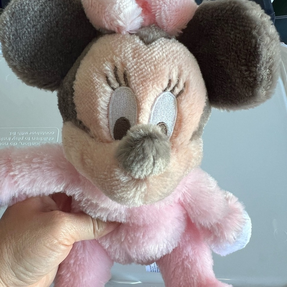 Disney Minnie Mouse Pink and Brown Stuffed Animal with rattle